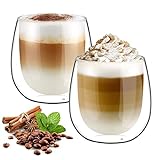 glastal 250ml Doppelwandige Latte Macchiato Gläser Set Borosilikatglas Kaffeetassen Glas 2er Set...